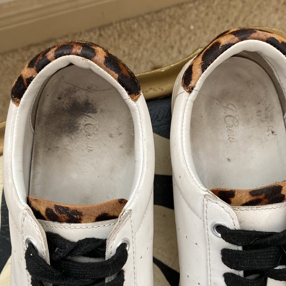 J. Crew Leather Sneakers with Black Laces to set off the Leopard Accents - Picture 5 of 6